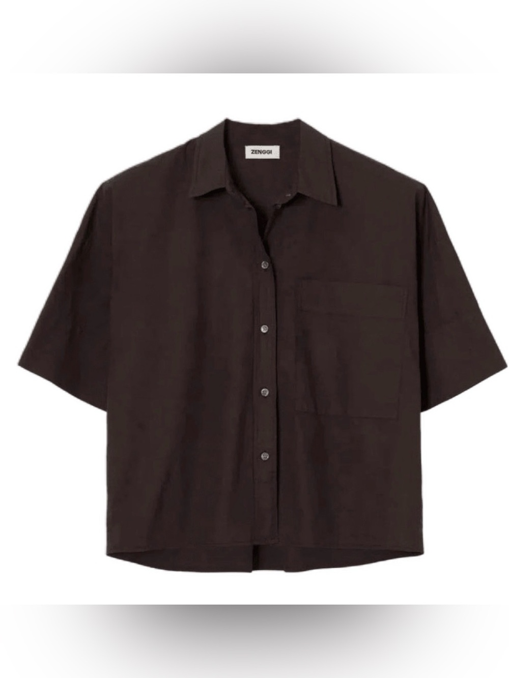 Uniqlo Short-Sleeve Button-Down Shirt in Dark Brown